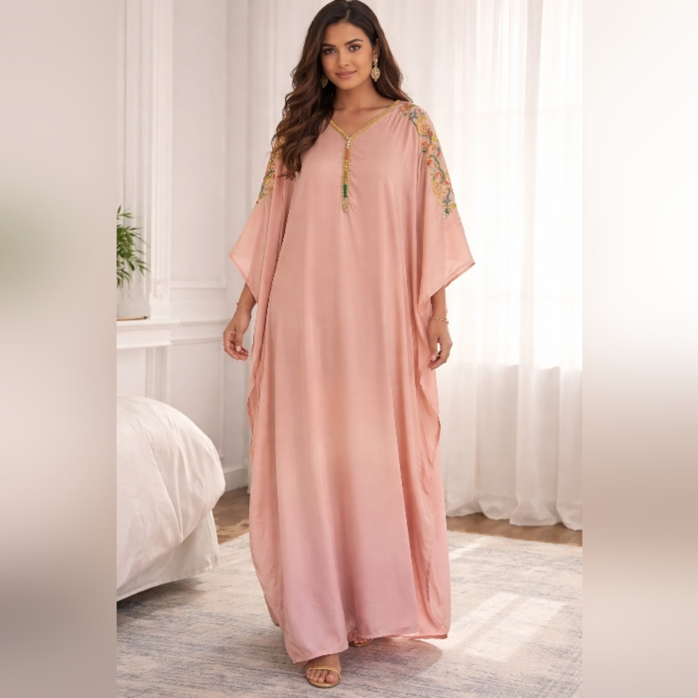 Elegant Peach Moroccan Butterfly Dress